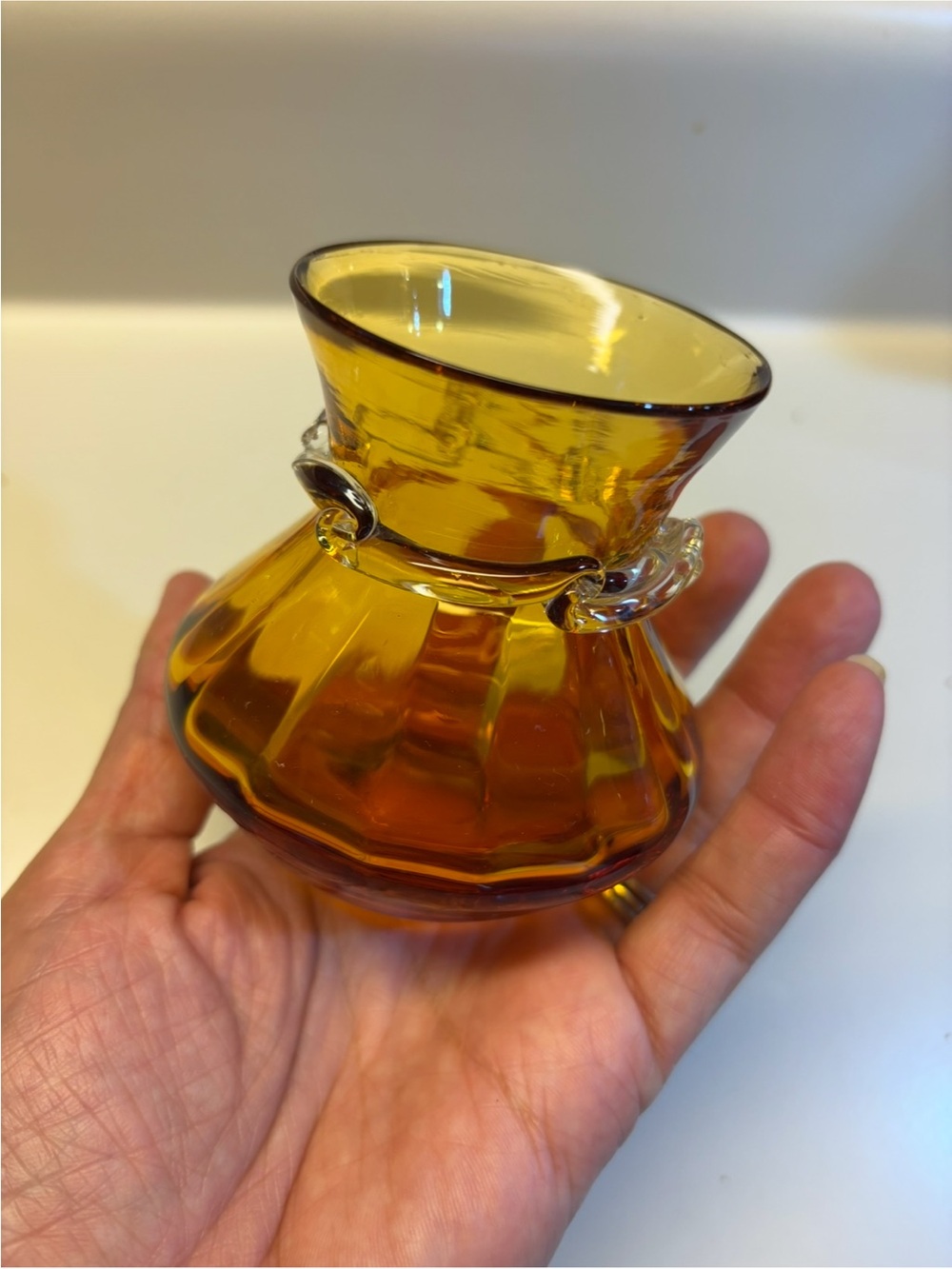 Amber Mini Art Glass Vase
